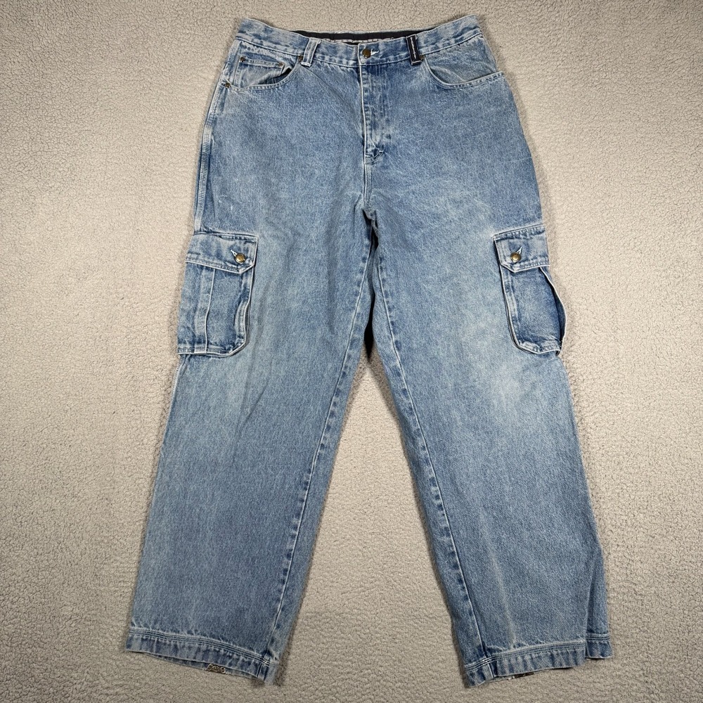 Varcity Jeans Mens 36x31‎ Blue Vintage Loose Fit Relaxed Y2K Baggy Cargo Pockets